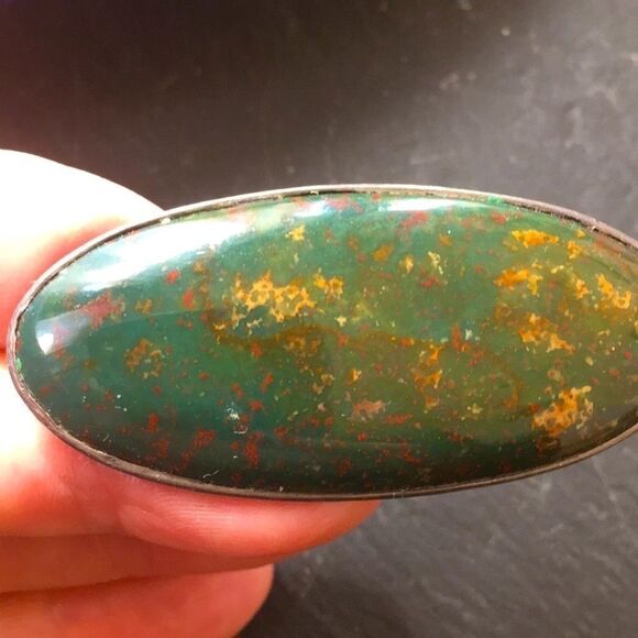 Vintage metal brooch One of a Kind Artist handmade sterling silver Stone pin - Picture 10 of 13